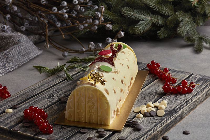 Valrhona Ivoire Hazelnut Praline Chocolate Cremeux Yule Log - Holiday Inn Singapore Orchard City Centre